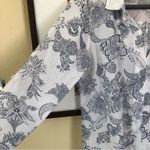 Eden & Olivia  Cotton Floral Blouse White/Blue M Photo 5