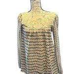 Free People  New Romantics Blouse Top Beaded Crochet Knit Semi Sheer Size Small Photo 0