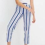 Madewell NWOT Tapered Pants in Stripe blue white denim Photo 0