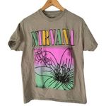 Nirvana Green Flower Square Multi Color Graphic Band Tee Size Medium Unisex Photo 0
