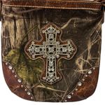 Camouflage Rhinestone Cross Studded Crossbody Purse Camo 9 x 10 inches Brown Photo 3