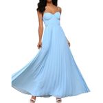 Lulus NWT  Admirable Elegance Light Blue Pleated Bustier Maxi Dress Size Small Photo 0