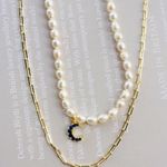 Set Of 2/ Freshwater Peal Pendant With 16 Inches Paper Clip Chain Silver Photo 2