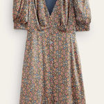 Boden Satin Midi Tea Dress Floral V Photo 0