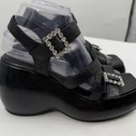 Free People Brooklyn US 7.5 Shoes Black Leather Ankle Strap Platform Sandals Photo 2