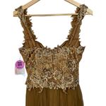 NWT Mandalay Brown Gold Lace Beaded Sequin Long Evening Gown Dress Womens Size 4 Photo 5