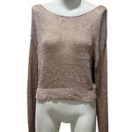 Forever 21 Women's Gold Metallic Cropped Pullover Sweater Size L Standard Photo 0