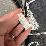 Chico's Black Navy Blue Tassel Cosmetic Travel Tablet Tech Handbag Clutch NWT Photo 3