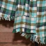 One 24 Rags Womens Green Plaid Flannel Shirt Frayed Trim Button Up Size XXL Fall Photo 5