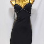 Boutique LENA Black Spaghetti Strap Rhinestone Fringe Mini Dress Photo 5