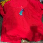 Red Denim Jacket Christmas Theme Stockings Womens large Trucker Casual Photo 3