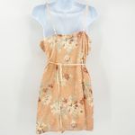 Forever 21 Forever‎ 21 Contemporary Floral Velvet Mini Wrap Dress Cami Strap Peach Size L Photo 6