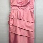 JS Collections Pink Satin Sleeveless Tiered Pleated Pencil Cocktail Prom Dress 4 Photo 0