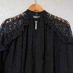 Free People Little Bit Of Love Black Crochet Lace Boho Blouse Top Women’s XS Photo 4