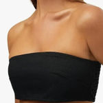 We Wore What NWT  Smocked Bandeau Top Sleeveless Zip Hook Eye‎ Back Closure M Black Photo 0