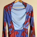 ASOS High Neck Backless Floral Mesh Mini Dress Women's 6 Blue Red Going Out NWT Photo 13