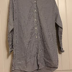 J. McLaughlin  Button Up Shirt Large Long Sleeve Blue and White Striped Collared Photo 0