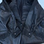 Vintage Alamos Black Genuine Leather Trench Coat Jacket Photo 4