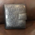 Gucci Black Lambskin GG Guccismo Bifold Wallet With Billfold Coin Section Photo 14