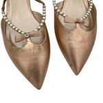 Rene Caovilla Rose Metallic Leather Flat Mules Faux Pearls Sz 38 Designer Chic Pink Photo 4