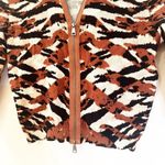 Tracy Reese  Animal Print Cardigan sz S double zip Photo 2