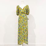 l*space L  Talia Puff Sleeve Ruffle Trim Tie Midi Wrap Dress Boho Peasant Medium Photo 2