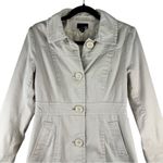 H&M Light Beige Button-Up Long Trench Coat Cotton Women Size 8 Feminine Neutral Photo 2