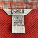 Duluth Trading Orange Plaid Button Up Shirt Western Nylon Large Outdoor Fall Photo 3