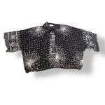 Vintage 80s Swee Lo Black Top Silk Sequin Beaded Metallic Tie Neck Sheer Blouse Photo 6