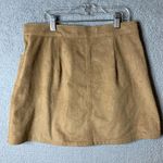 EXPRESS Skirt Womens 2 Faux Suede‎ Mini Exposed Button A Line Light Tan Beige Photo 1