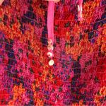 Free People  Back On Top Hot Pink Floral Print Smocked Puff Sleeve Medium Photo 8