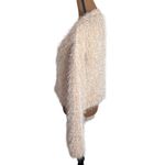 She & Sky copper shimmer white fuzzy chunky knit v-neck boxy sweater size M Photo 3