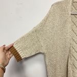 Democracy Open Cardigan Women’s XL Beige Gold Lurex Open Knit Sweater Photo 3