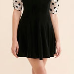 For Love & Lemons  Black Velvet Mini Dress with Polka Dot Sleeves Photo 0