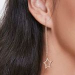Urban Outfitters Gold Silver Rhinestone Star Threader Drop Earrings Photo 0