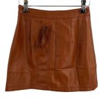 Lulus  Most Fab Brown Vegan Leather Button-Front Mini Skirt New XS Photo 1