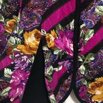 Richard Warren vintage 100% silk‎ blouse button up floral women’s size 8 Black Photo 2