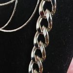Chunky Silver Cuban Link Chain & Hoop Earrings Photo 2