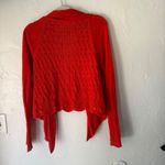 Anthropologie MOTH Red Orange Lace Knit Waterfall Cardigan Sweater Crochet Boho Photo 2