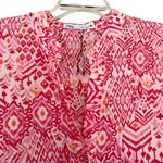 ZARA Red Pink Geometric Print Tiered Long Sleeve Resort Maxi Dress Size Small Photo 5