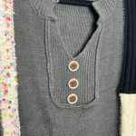 Mello Patchwork Sweater Colorblock Knit Henley Boho Size Small Gray Photo 7