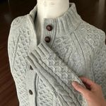 Lands' End  Lambswool Cable Knit Fisherman Cardigan Sweater Button Up Women's M Photo 3