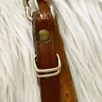 THE LEATHER SHOP | Skinny Brown Leather Belt Thin Buckle Stamped Edge | 35" Photo 4