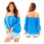 Lilly Pulitzer  Cornflower Blue Bell Sleeve Blouse Photo 1