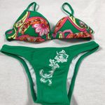 Brazilian Size Small Bright Green Floral Design New With Tags Photo 2