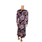 Nina Leonard Nina‎ Leonard Women's Purple Medallion Print 3/4 Sleeve Midi Dress M Photo 2