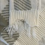 Polly & Esther  V-Neck Checkered Cropped Sweater - Olive and Cream Photo 3