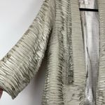 Chico's Pleated Jacket Womens 2 US Large Silver Funky Open Front Retro Topper Photo 2