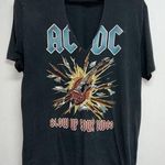 AC/DC AC DC Womens Graphic T-shirt Size 8 Gray Blue Cut Out Tee Blow Up Your Video Photo 0
