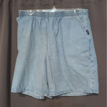 Chic Women's Size 18 Denim Shorts, Elastic High Waist, Vintage Blue Denim, USA Photo 0